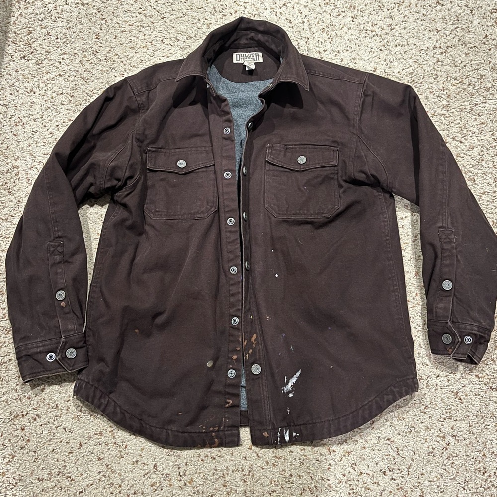 Duluth firehose fleece lined jacket. Dark brown, medium